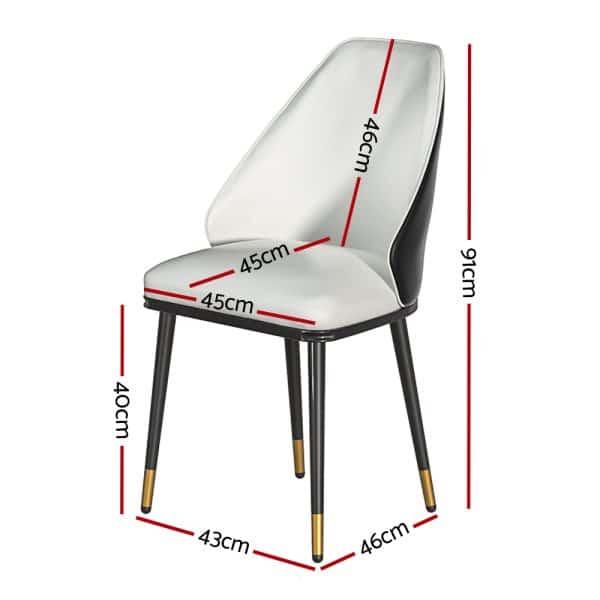 Artiss Dining Chairs Set of 2 Leather Seat Beige and Black - Image 2