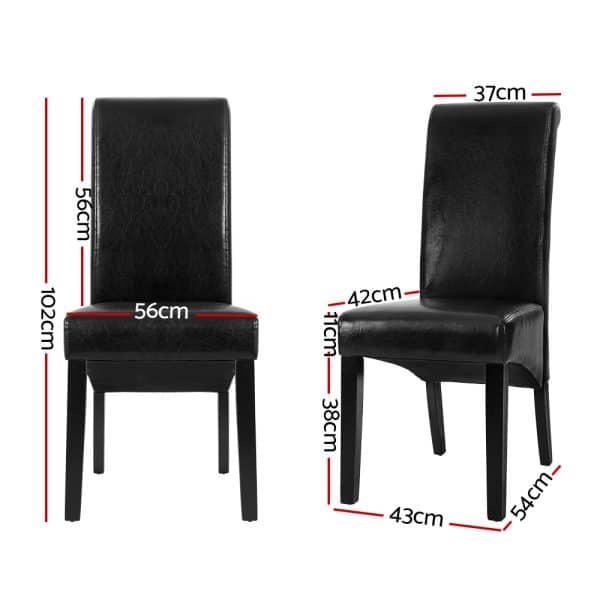 Artiss Dining Chairs Set of 2 Leather Parsons Chair Black - Image 2