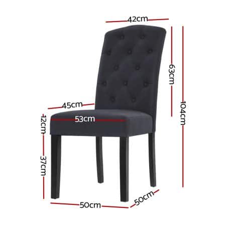 Artiss Dining Chairs Set of 2 Linen Parsons Chair Dark Grey - Image 2