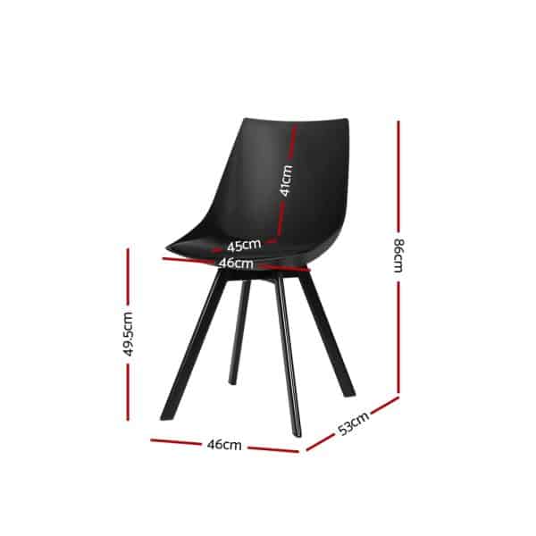 Artiss Dining Chairs Set of 2 PU Leather Plastic Metal Black - Image 2