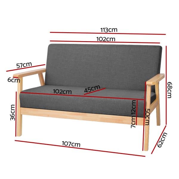 Artiss 2-Seater Sofa Armchair Skane - Image 2