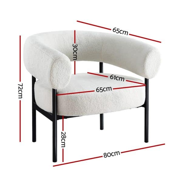 Artiss Armchair Accent Chair Curved Boucle White - Image 2