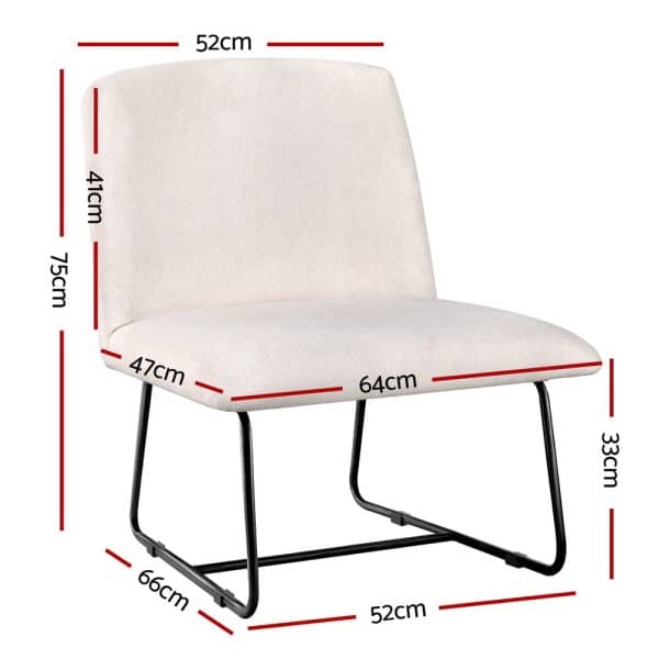 Artiss Accent Chair Armless Armchair Sled Cross Leg Beige - Image 2