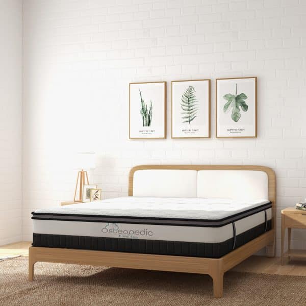 Osteopedic Euro Top Mattress Pocket Spring Medium Firm Hybrid Design Bed 30CM - King Single - White - Image 2