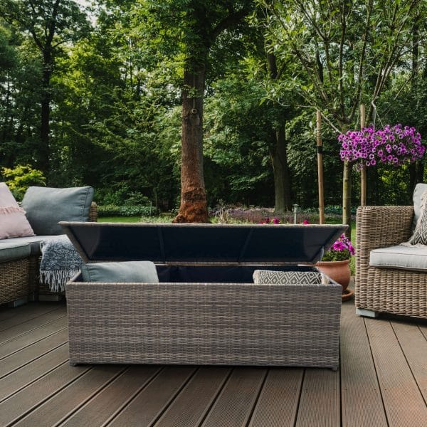 Arcadia Furniture Outdoor Rattan Storage Box Garden Toy Tools Shed UV Resistant - Oatmeal - Image 2