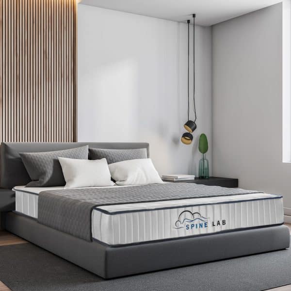 Spine-Lab Mattress 5 Zone 21cm Medium Firm Foam Bonnell Spring - Queen - White - Image 2