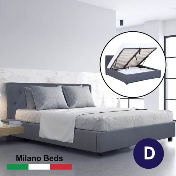 Milano Capri Luxury Gas Lift Bed Frame Base And Headboard With Storage - Double - Charcoal - Image 2