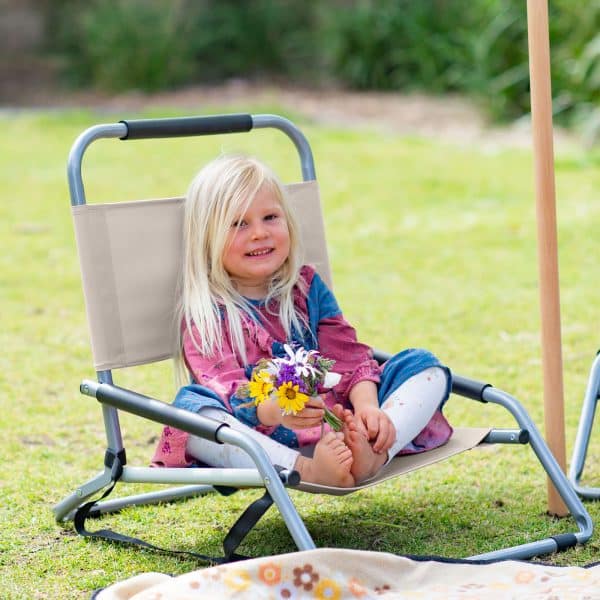 Havana Outdoors Beach Chair 2 Pack Folding Portable Summer Camping Outdoors - Natural - Image 2
