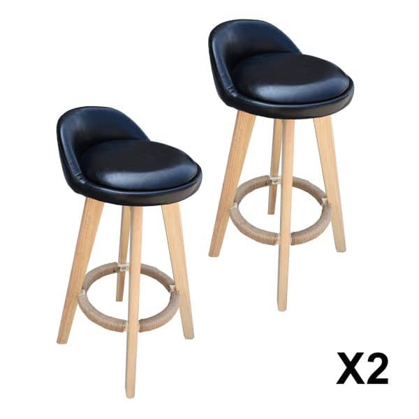 Milano Decor Phoenix Barstool Black Chairs Kitchen Dining Chair Bar Stool - Two Pack - Black - Image 2