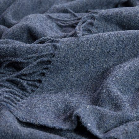 Oxford Throw - Merino Wool Blend - Navy - Image 2