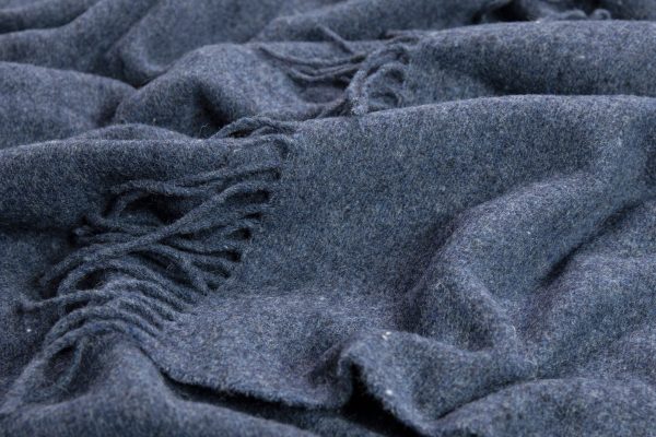 Oxford Throw - Merino Wool Blend - Navy - Image 2