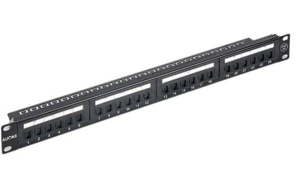 ASTROTEK 24 Ports UTP Patch Panel CAT6 RJ45 for 19" 1RU Rack Mount Data Network Cabinet Server PCB Type 110/Krone 3U\' Black LS