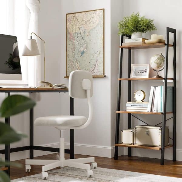 Rustic brown and black steel Metal Frame 4 Tier bookshelf - Image 2
