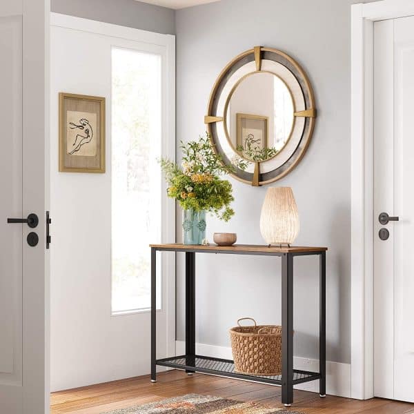 Console Table Metal Frame Rustic Brown - Image 2