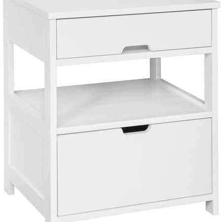 White Bedside Table with 2 Drawers - Image 2