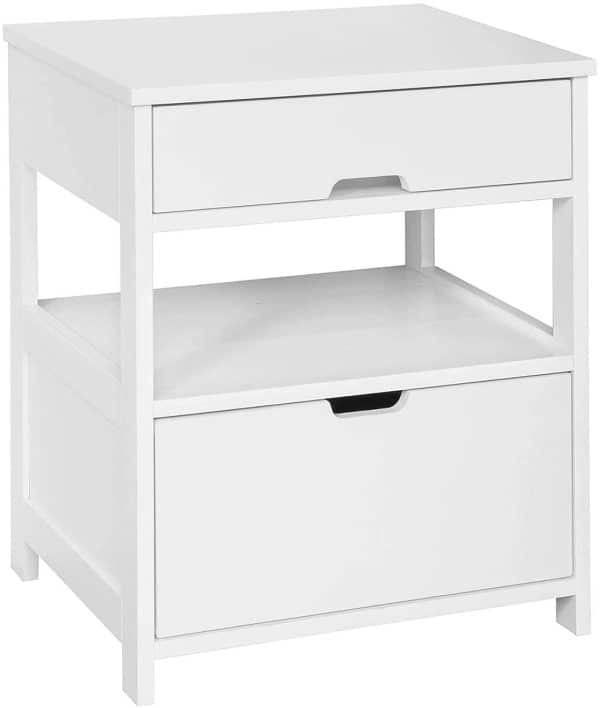 White Bedside Table with 2 Drawers - Image 2