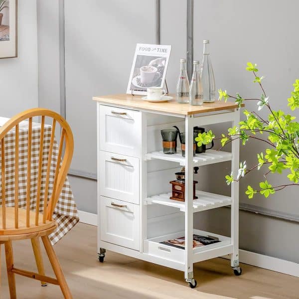 Kitchen Island on Wheels with Storage - Image 2