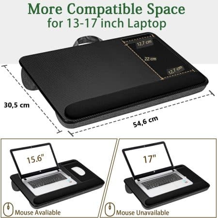 Portable Laptop Desk with Device Ledge, Mouse Pad and Phone Holder for Home Office (Silver, 40cm) - Image 2