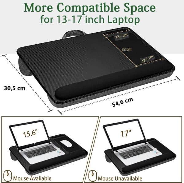 Portable Laptop Desk with Device Ledge, Mouse Pad and Phone Holder for Home Office (Silver, 40cm) - Image 2