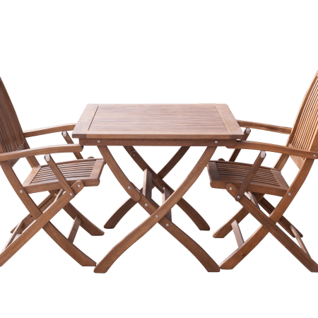 Maculata folding table and 2 armchairs