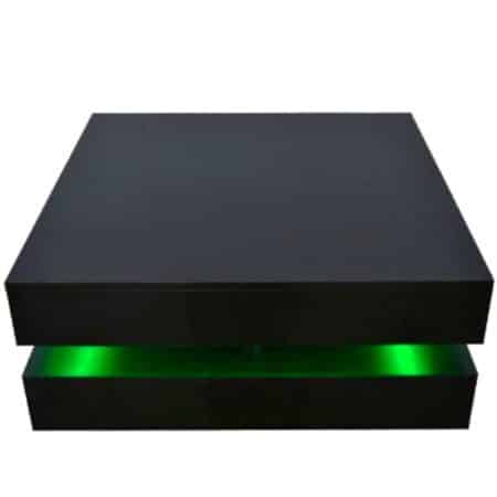 Modern Large High Gloss Coffee Table With LED Lights Black - Image 2