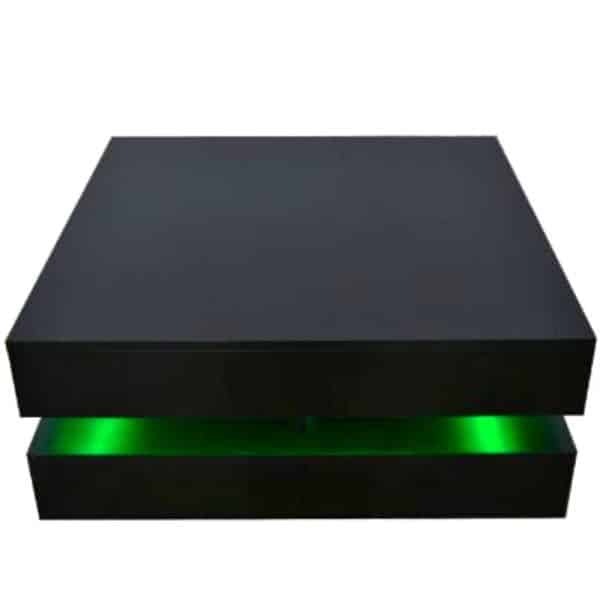 Modern Large High Gloss Coffee Table With LED Lights Black - Image 2