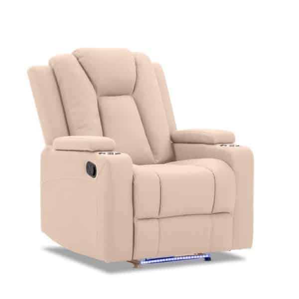 Theatre Electric Recliner Sofa Buckskin Fabric Single Latte - Image 2