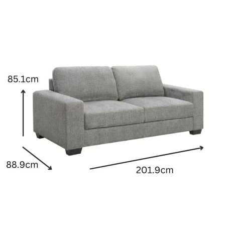 Morgan 3 Seater Fabric Sofa Light Grey - Image 2