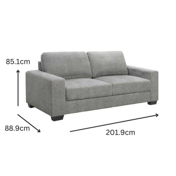 Morgan 3 Seater Fabric Sofa Light Grey - Image 2