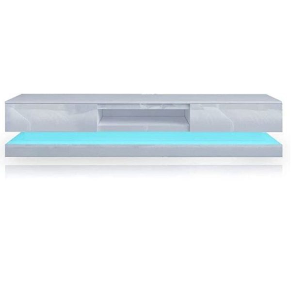 Modern High Gloss LED RGB TV Entertainment Unit with Storage 220cm - White - Image 2