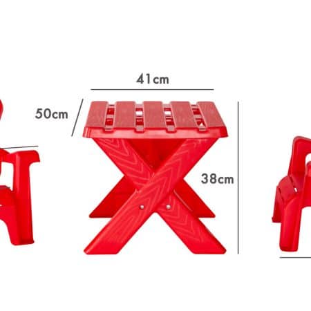 Kids Durable Table and Two Child-sized Chairs Set - Red - Image 2