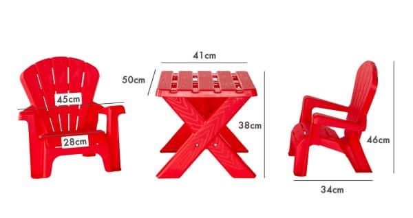 Kids Durable Table and Two Child-sized Chairs Set - Red - Image 2