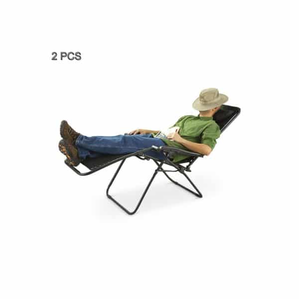 2 Pcs Zero Gravity Folding Reclining Chair (Black) - Image 2