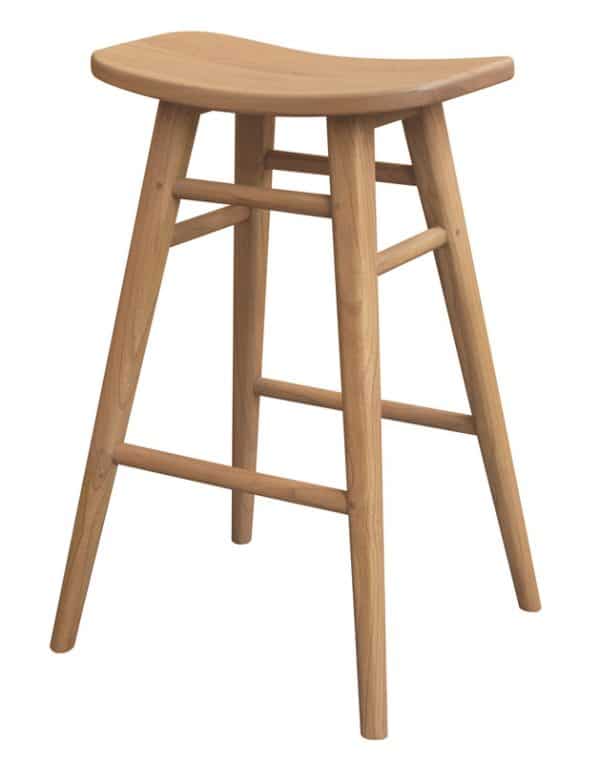 Aria Oval Solid Mindi Kitchen Counter Stool (Natural) - Image 2