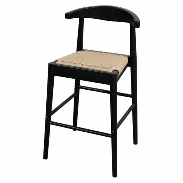 Arden Solid Oak Loom Kitchen Counter Stool (Black) - Image 2