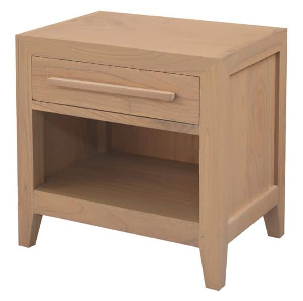 Dion 1-Drawer Solid Mindi Bedside Table (Natural) - Image 2