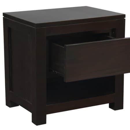 Amsterdam Solid Mahogany Timber 1 Drawer Bedside Table (Chocolate) - Image 2