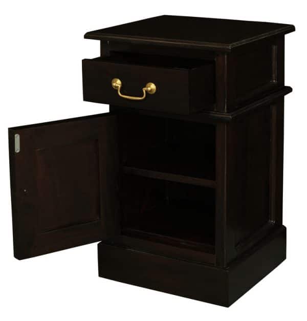 Tasmania 1 Solid Door 1 Drawer Bedside (Chocolate) - Image 2