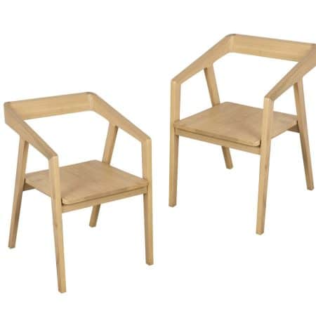 Kyoto Solid Oak Arm Chair - Set of 2 (Natural)