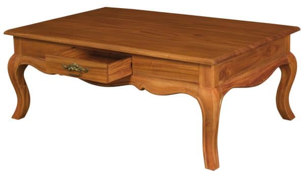 French Provincial 2 Drawer Coffee Table - Light Pecan - Image 2