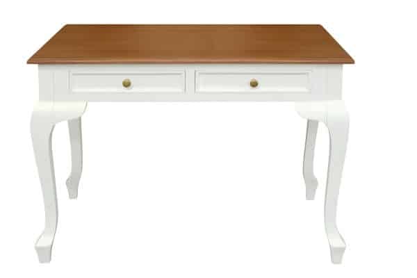 Queen Anne 2 Drawer Desk (White Caramel)