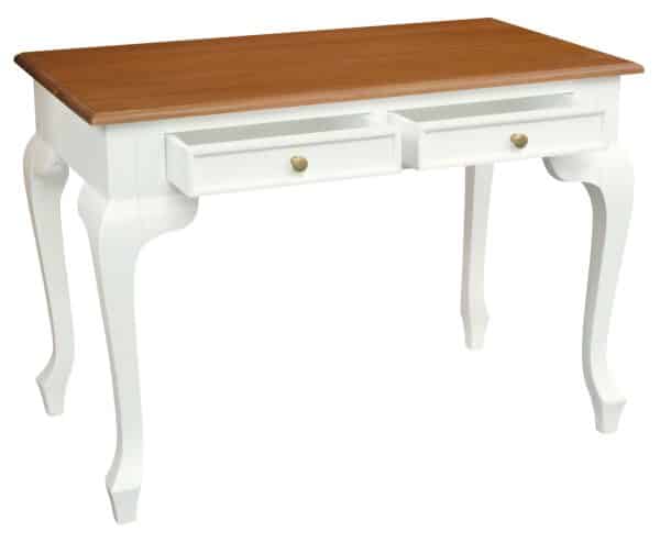 Queen Anne 2 Drawer Desk (White Caramel) - Image 2