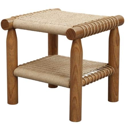 Kelly Handwoven Rattan Lamp Table (Almond)