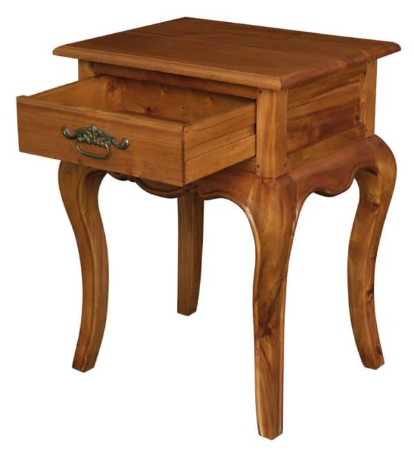 French Provincial 1 Drawer Lamp Table (Light Pecan) - Image 2