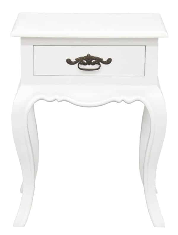 French Provincial 1 Drawer Lamp Table (White)
