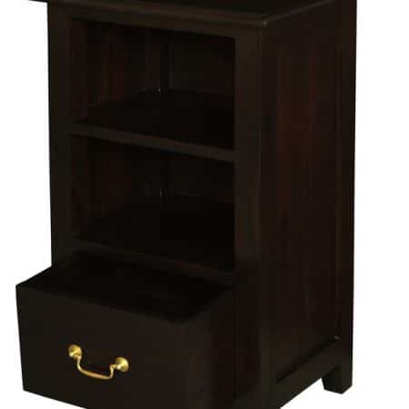 Tasmania 1 Drawer Solid Mahogany Timber Lamp Table (Chocolate) - Image 2