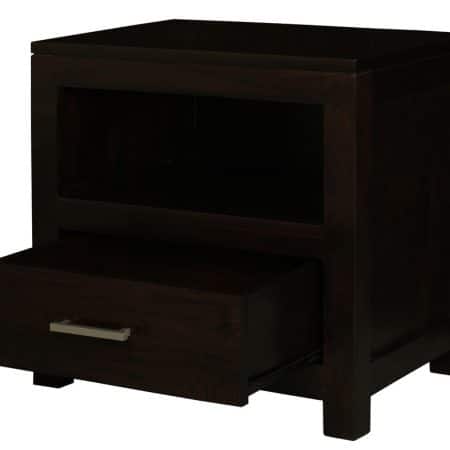 Paris 1 Drawer Solid Mahogany Timber Lamp Table (Chocolate) - Image 2