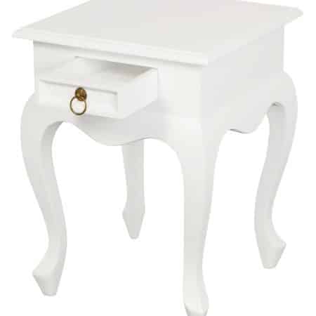 Queen Anne 1 Drawer Lamp Table (White) - Image 2