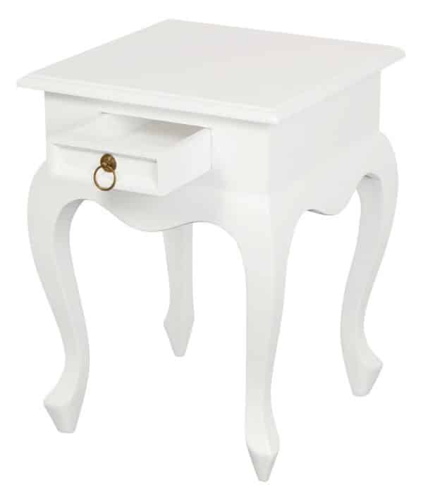 Queen Anne 1 Drawer Lamp Table (White) - Image 2