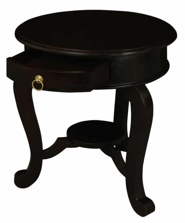 Round Cabriole Leg 1 Drawer Lamp Table (Chocolate) - Image 2